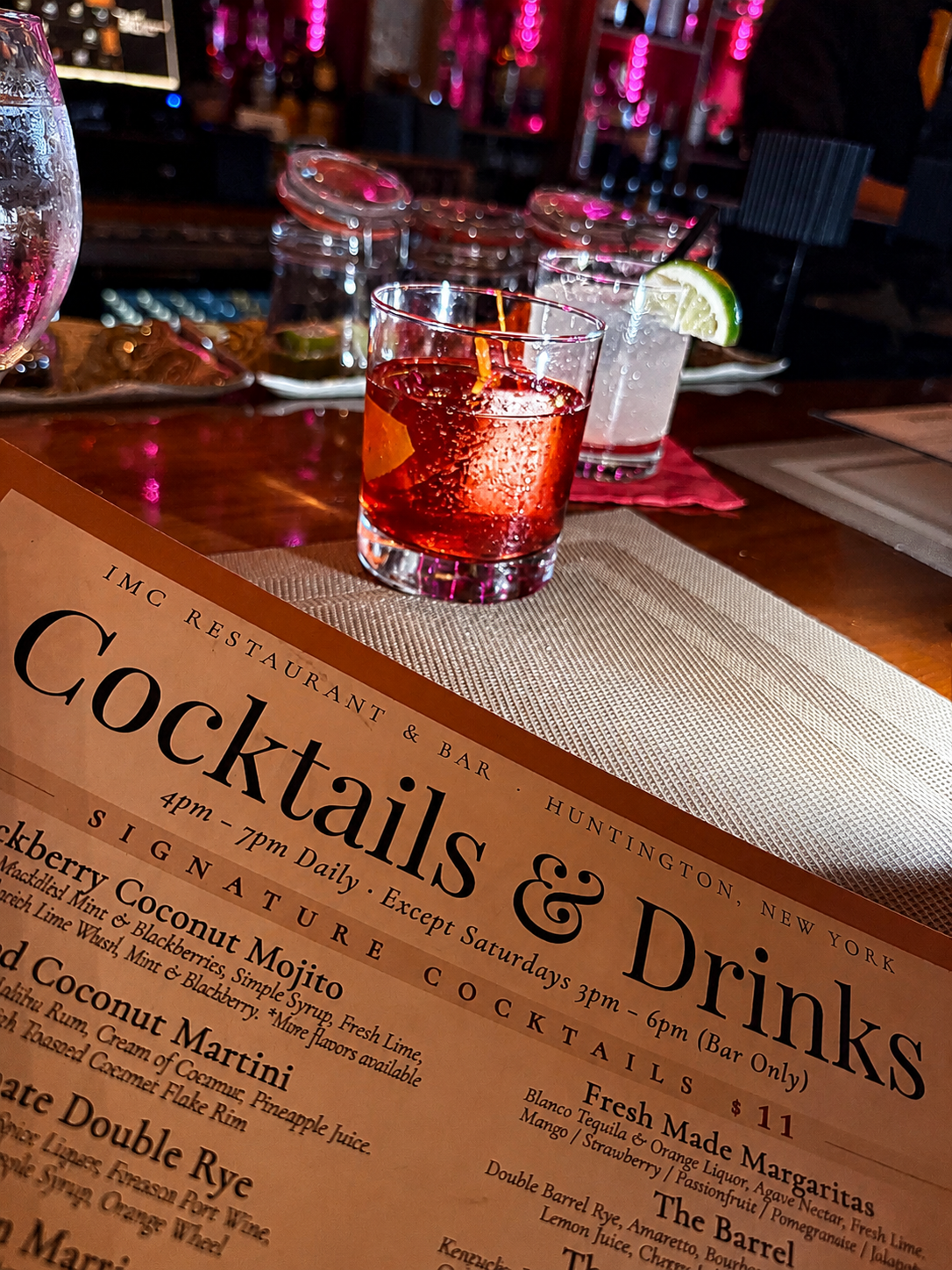 IMC Restaurant and Bar Cocktails and Drinks
