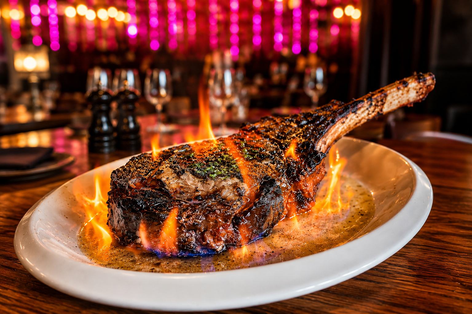 IMC Restaurant and Bar Flaming Portherhouse Steak